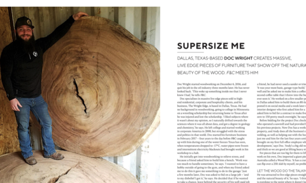 F&C Magazine Features Doc Wright: High-End Woodworking Entrepreneur