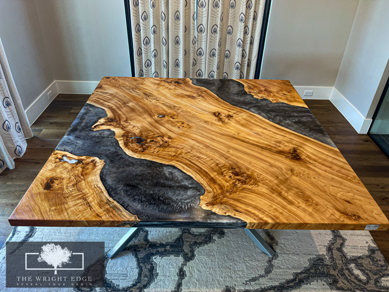 Custom Woodworking – Cottonwood Burn Dining Table with Epoxy