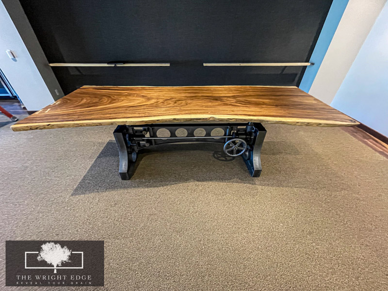 Live Edge Tables – Monkey Pod Conference Table with Industrial Base
