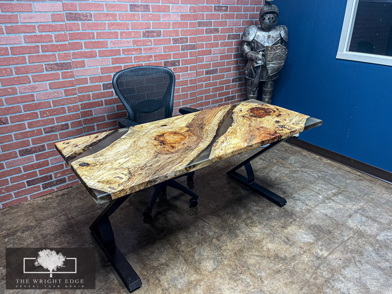 Live Edge Tables with Epoxy– Texas Pecan Corporate Desk